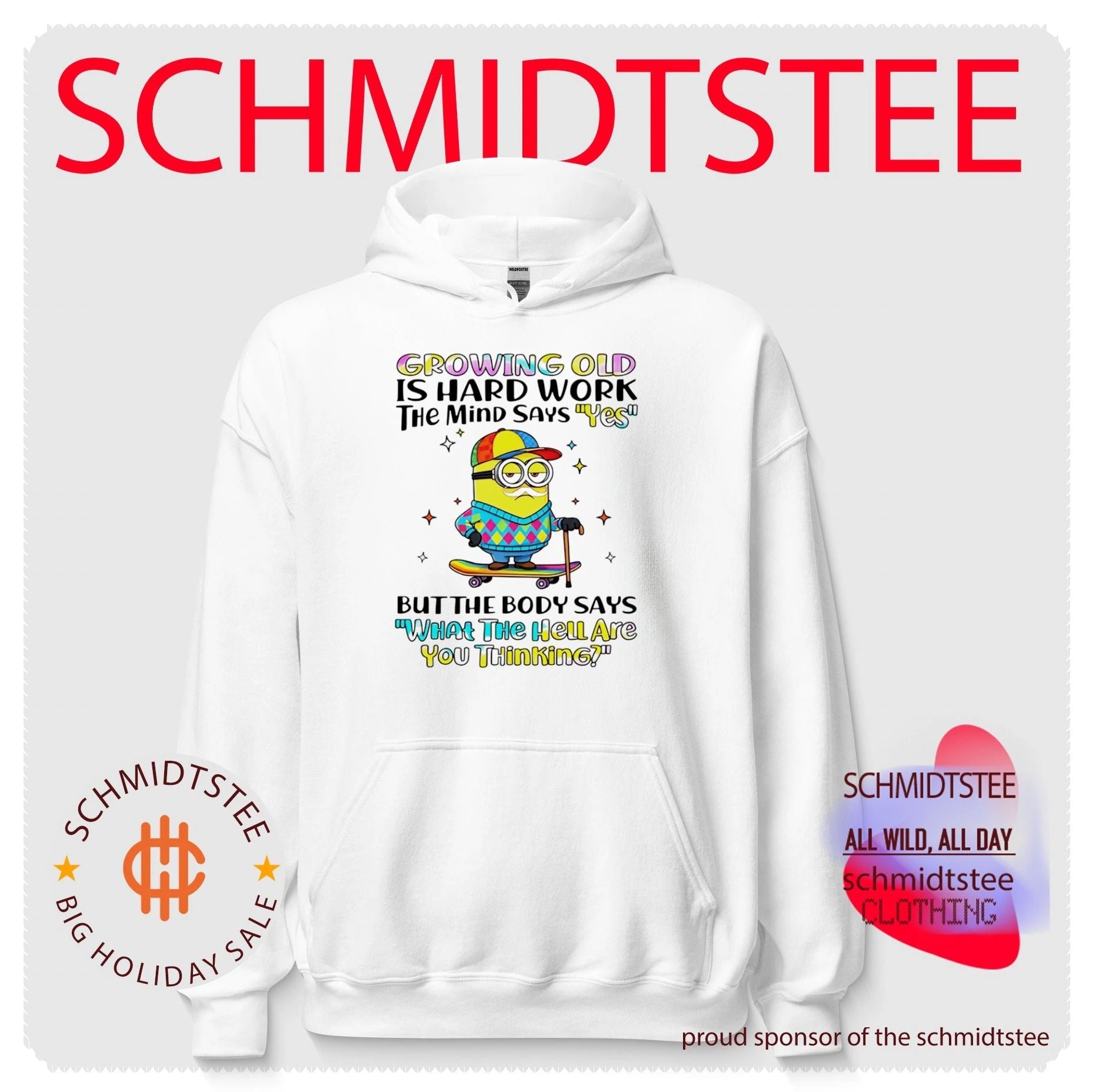 Growing old is hard work the mind says yes but the body says what the heilate you thinking Minion shirt