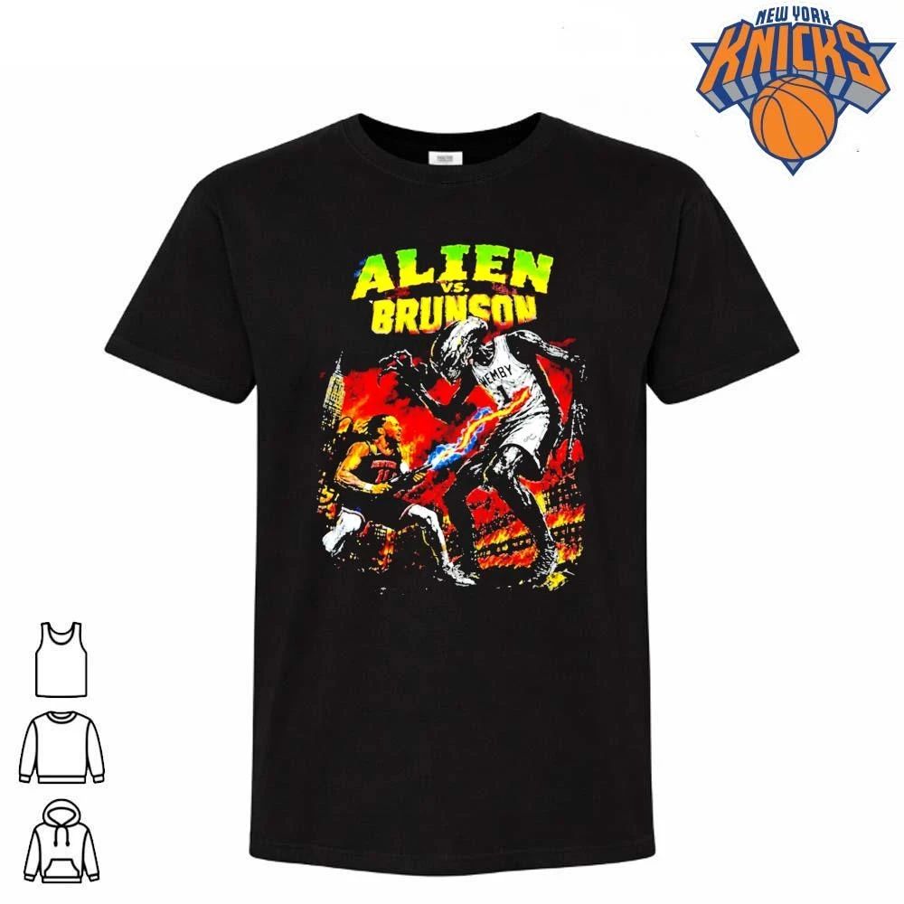 Alien Vs Brunson Victor Wembanyama Jalen Brunson New York Knicks San Antonio Spurs Vintage Graphic NBA Finals 2026 Shirt