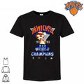 Vintage 1993 Knicks NBA World Champions Trophy Navy Blue Retro Graphic Tee Shirt