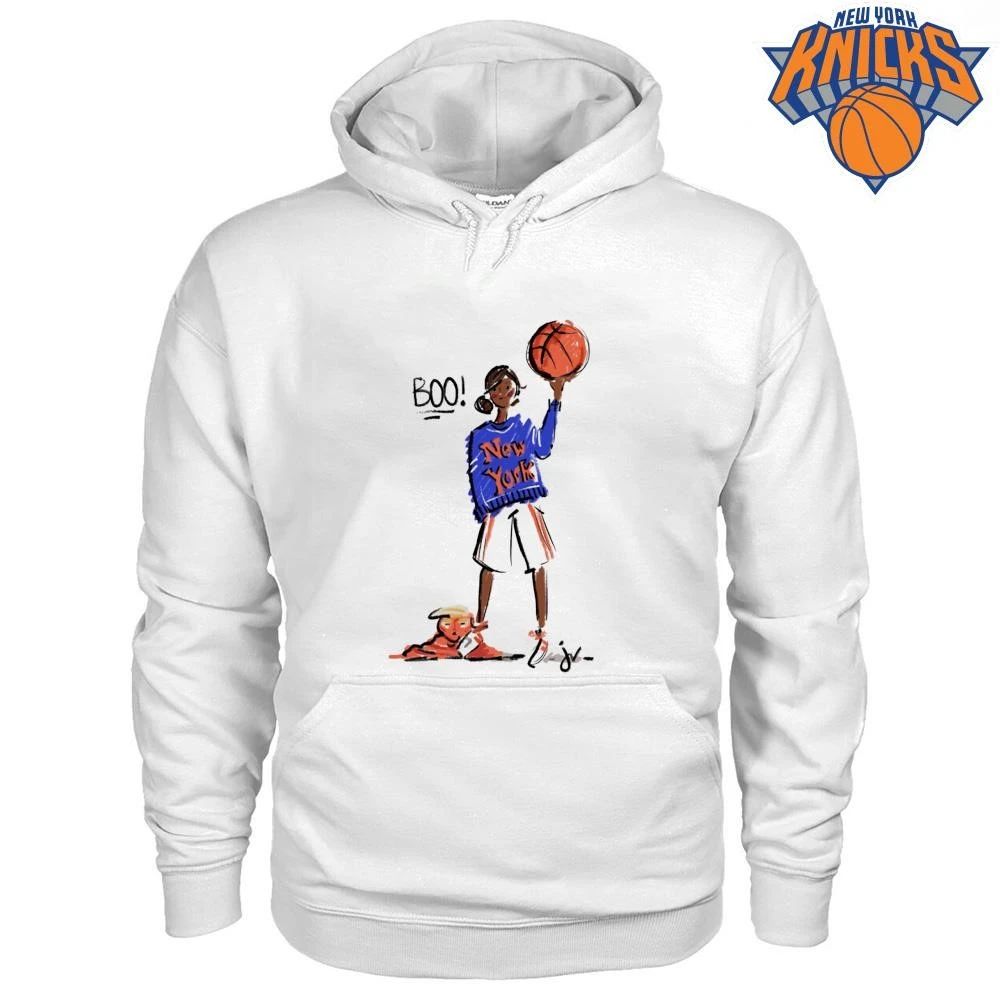 New York Knicks Fan Girl Boo Donald Trump Fashion Illustration Art NBA Finals 2026 Shirt