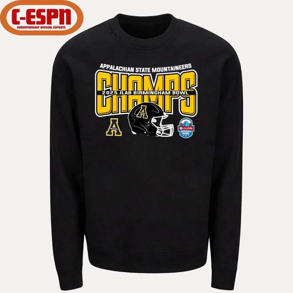 Appalachian State Football 2025 JLAB Birmingham Bowl Champions Helmet Shirt