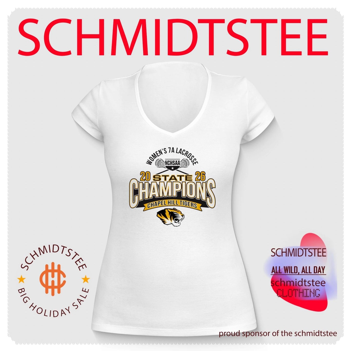 Chapel Hill Tigers 2026 NCHSAA Women’s 7A Lacrosse Division Champions shirt