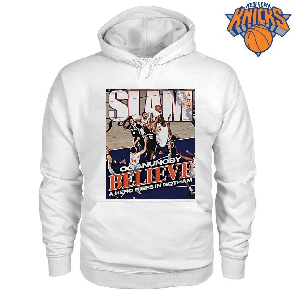 Og Anunoby Believe A Hero Rises In Gotham New York Knicks Basketball Nba 2026 Shirt
