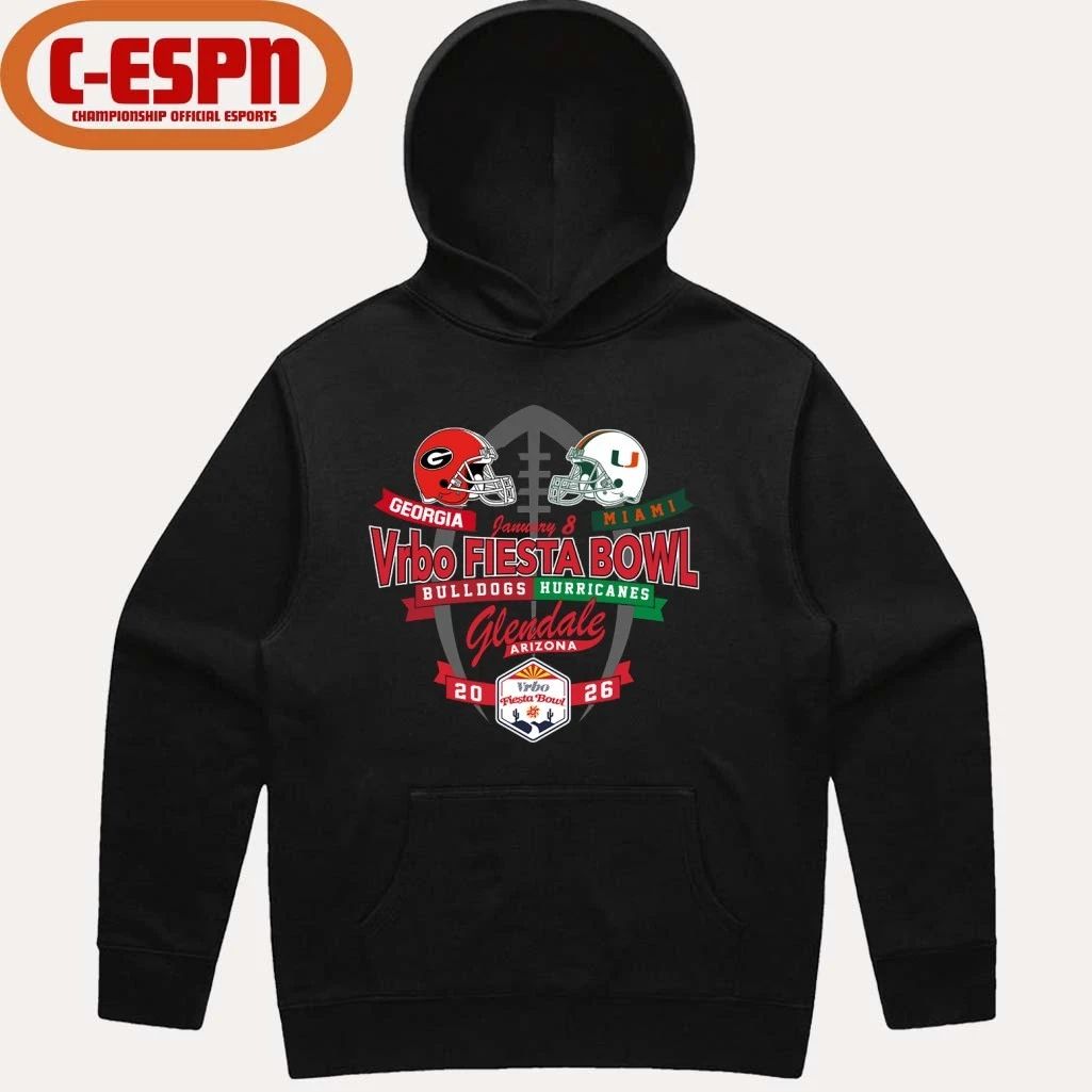 Miami Hurricanes Vs Georgia Bulldogs 2026 Vrbo Fiesta Bowl Head To Head T-Shirt
