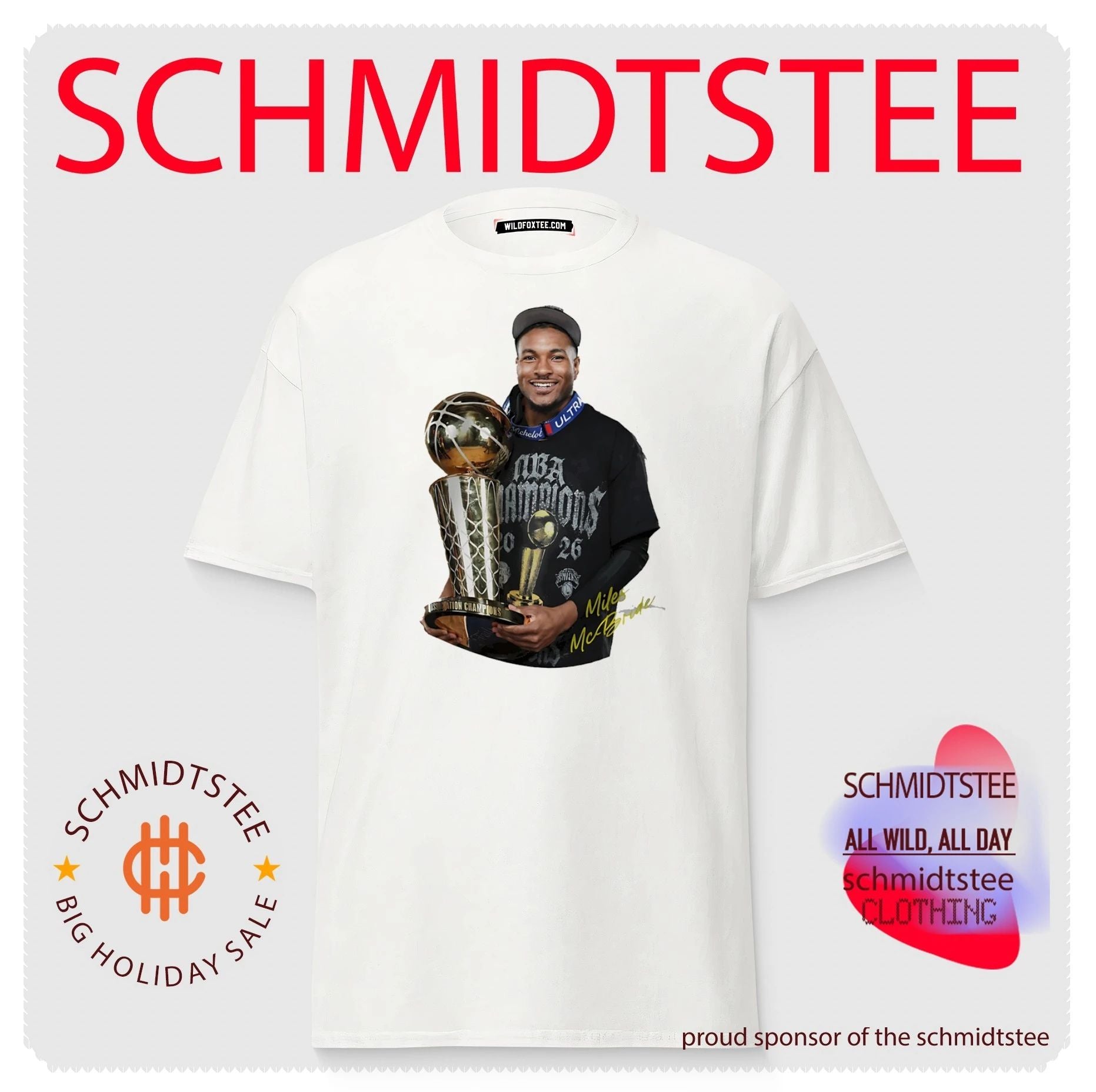 Miles Mcbride New York Knicks 2026 Nba Champions holding trophy shirt
