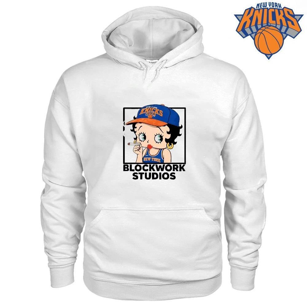 Cartoon BB Smoking Wearing Team Cap And Jersey Blockwork Studios New York Knicks Champions NBA 2026 shirt