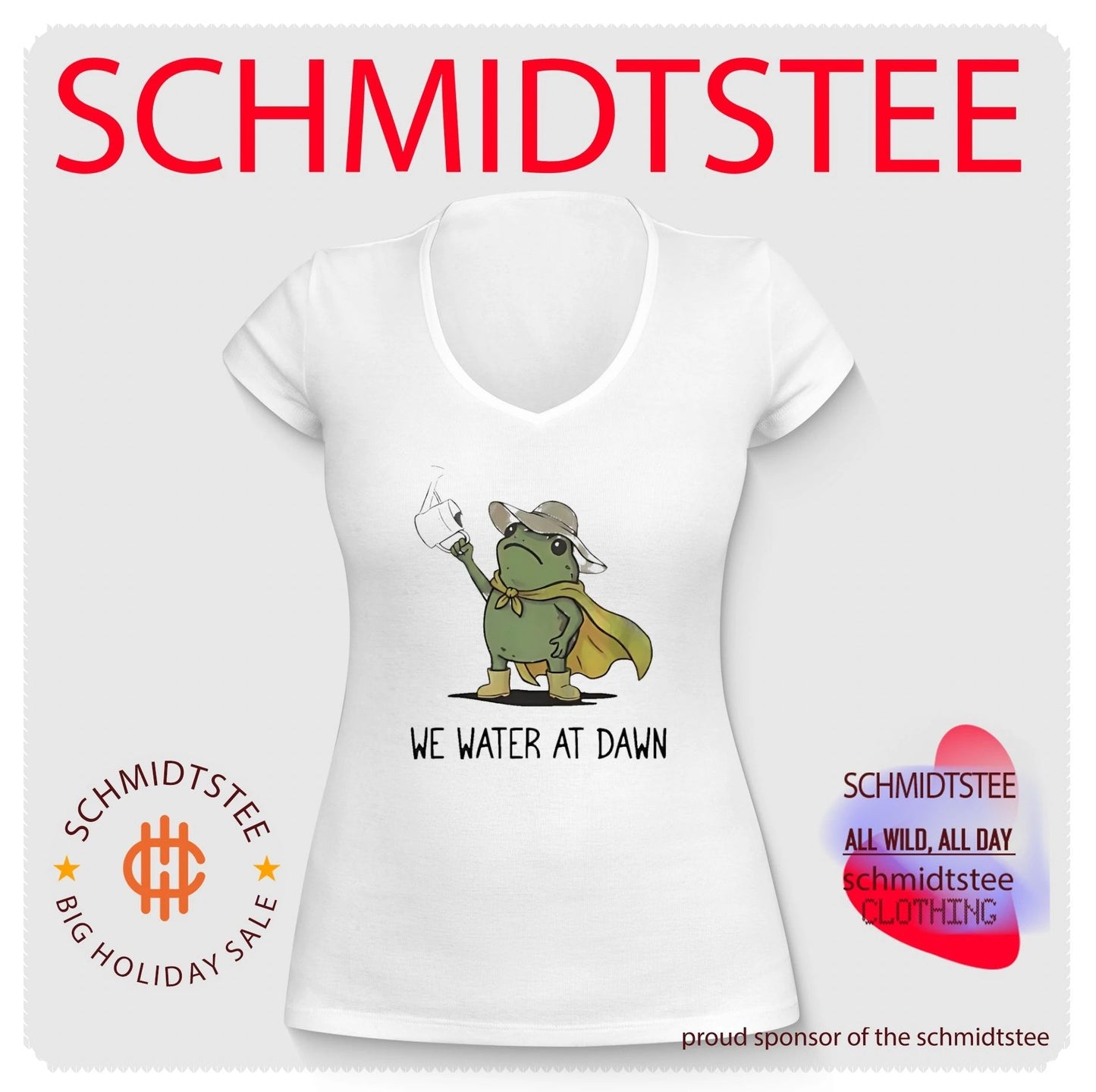We water at dawn cartoon gardening frog shirt