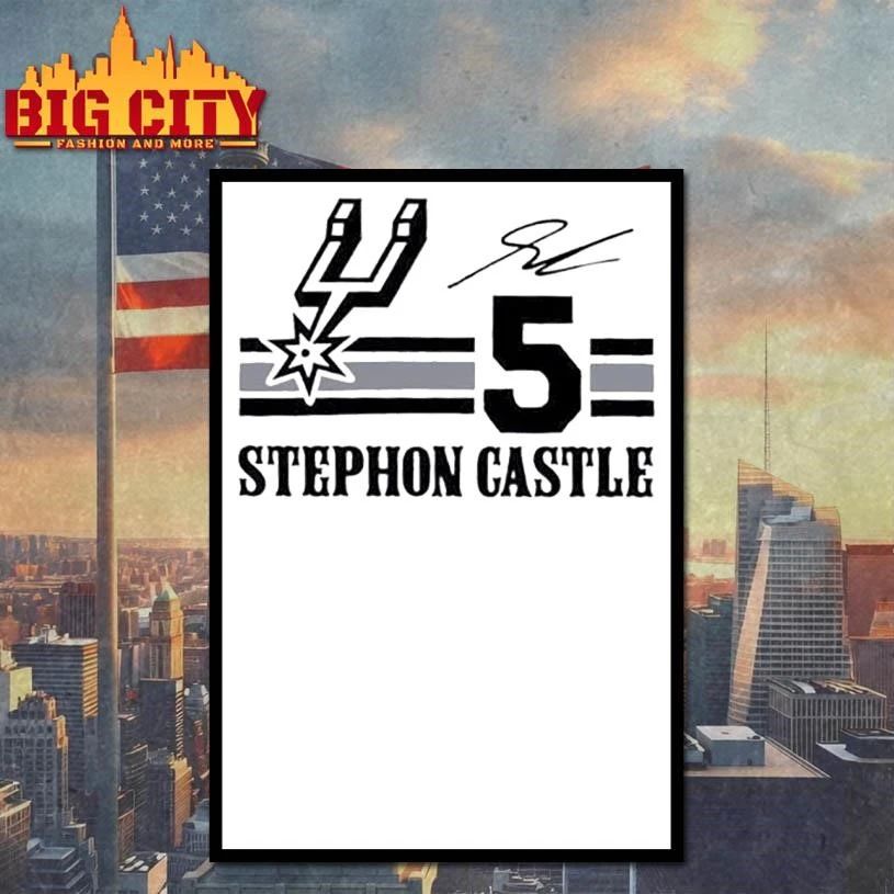 Stephon Castle 5 San Antonio Spurs 2026 NBA Playoff Signature Shirt