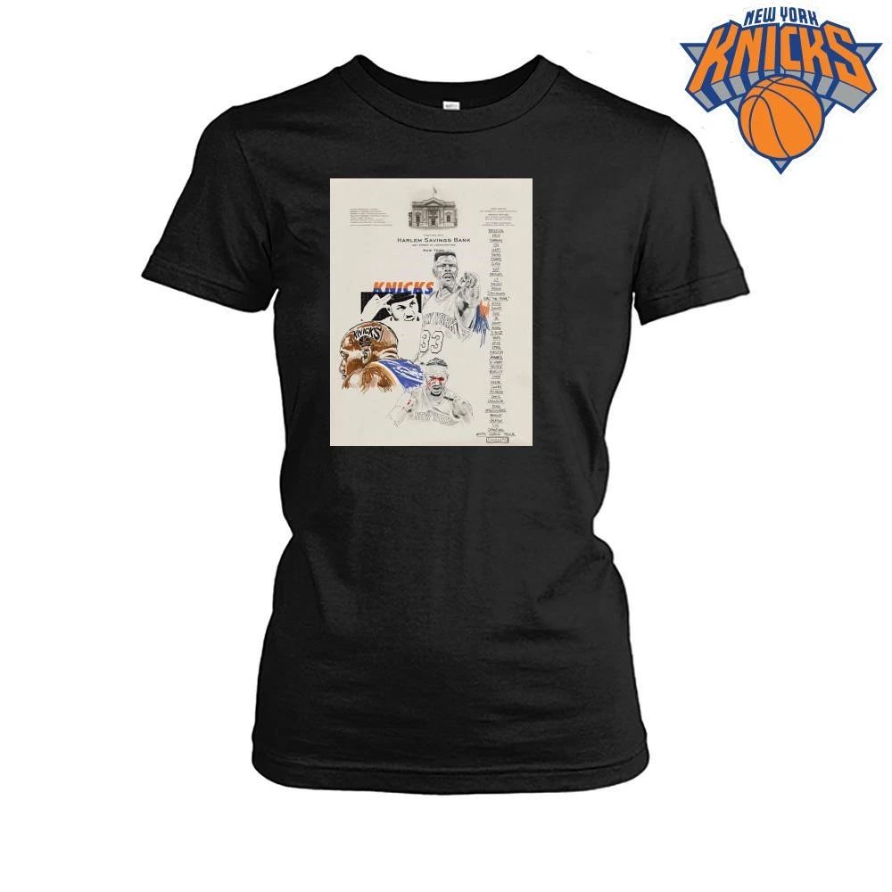 New York Knicks Champions NBA 2026 Harlem Savings Bank History Sketch Shirt