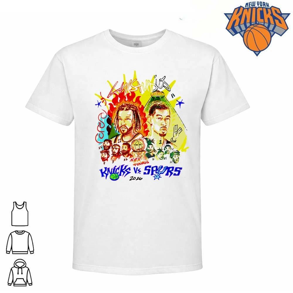 New York Knicks vs San Antonio Spurs Jalen Brunson Victor Wembanyama Matchup Cartoon Graphic NBA Finals 2026 Shirt