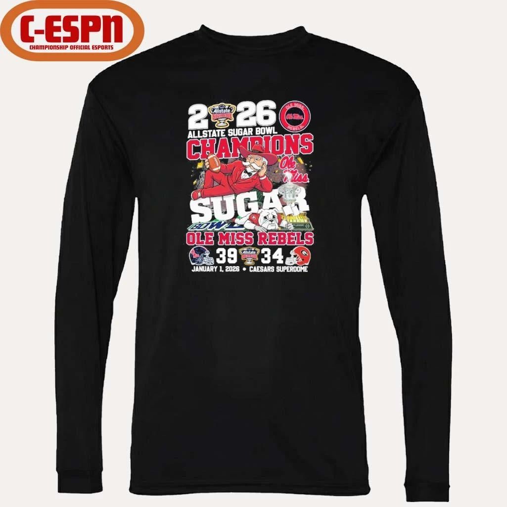 Allstate Sugar Bowl Champions Ole Miss Rebels Mascot Score Shirt