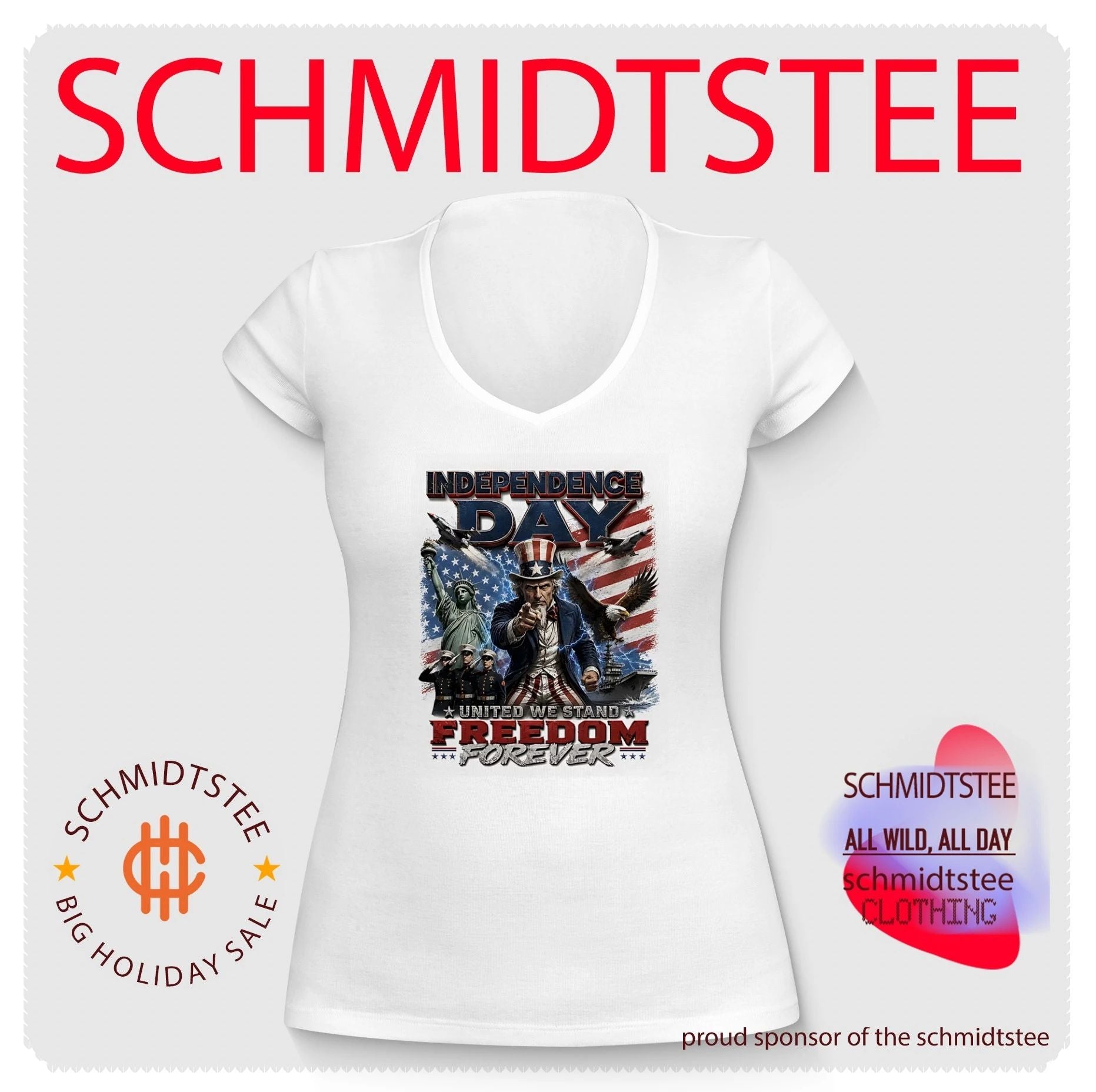 Independence day United we stand freedom forever Uncle Sam pointing shirt