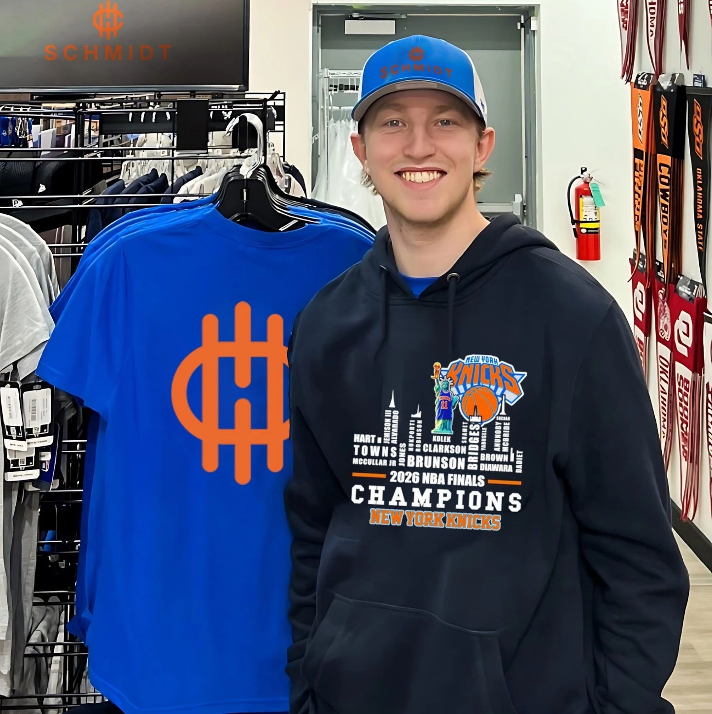 New York Knicks 2026 NBA Finals Champions Statue of Liberty name skyline shirt