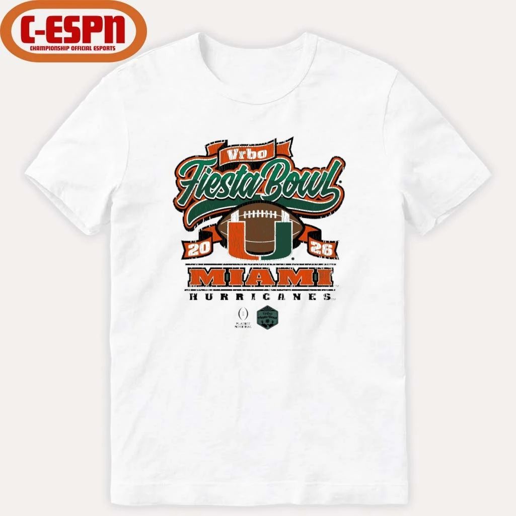 Miami Hurricanes CFP Semifinal 2026 Vrbo Fiesta Bowl Scripted Shirt