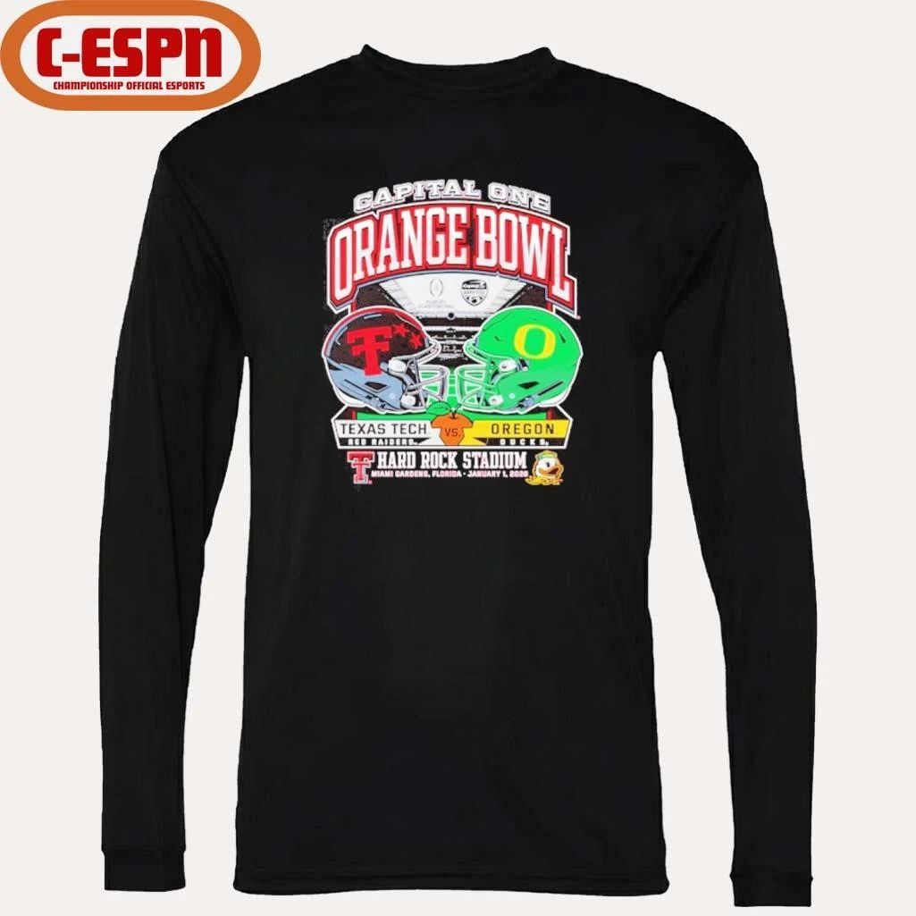 Texas Tech 2025 Orange Bowl Dueling Helmets vs. Oregon Shirt