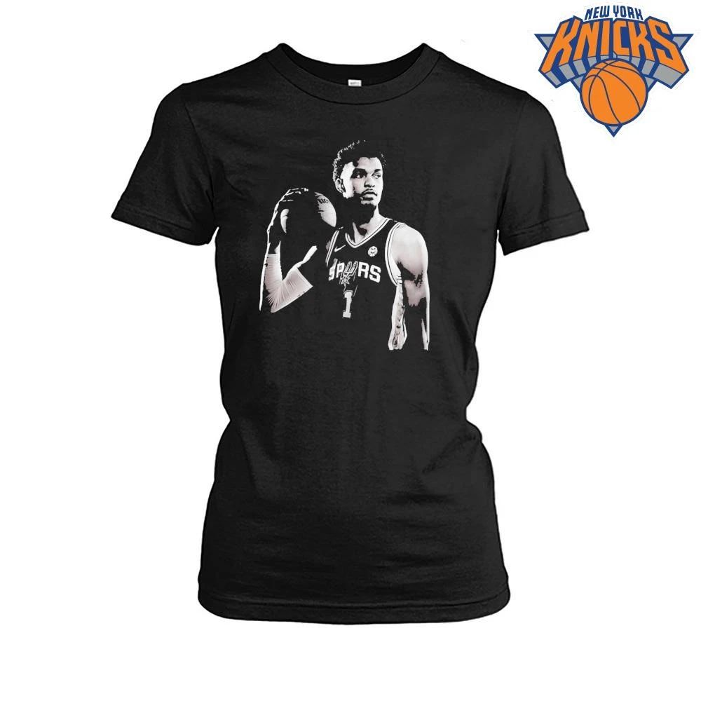 Victor Wembanyama San Antonio Spurs NBA Finals 2026 Game 1 Black and White Portrait Vintage T Shirt