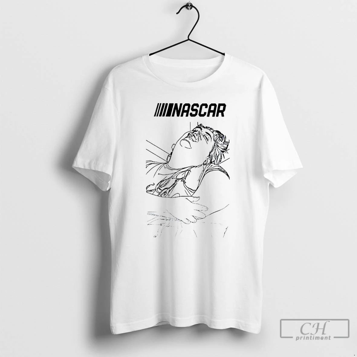 Premium Nascar Driver Injured Sleeping In Hospital Bed Line Art T Shirts