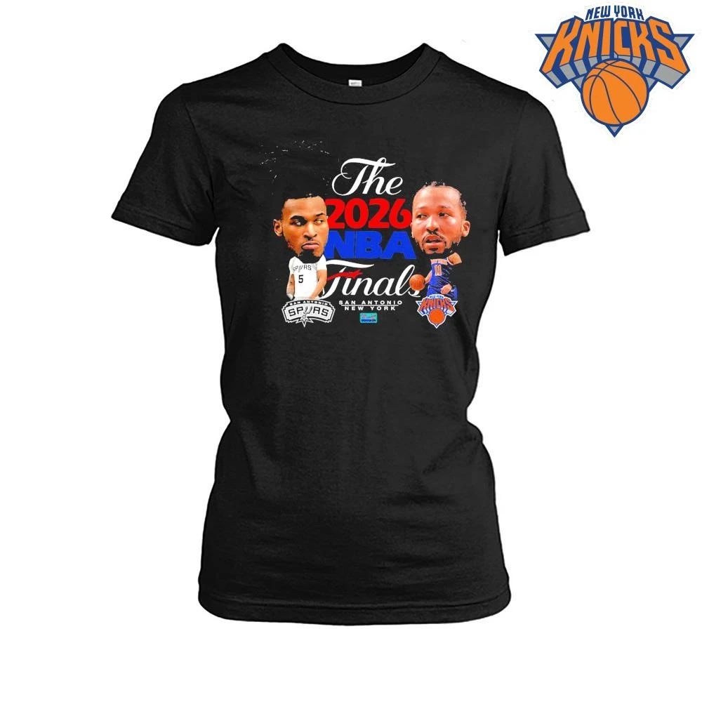 NBA Finals 2026 Game 1 Dejounte Murray San Antonio Spurs vs Jalen Brunson New York Knicks Big Head Caricature Bootleg Vintage T Shirt