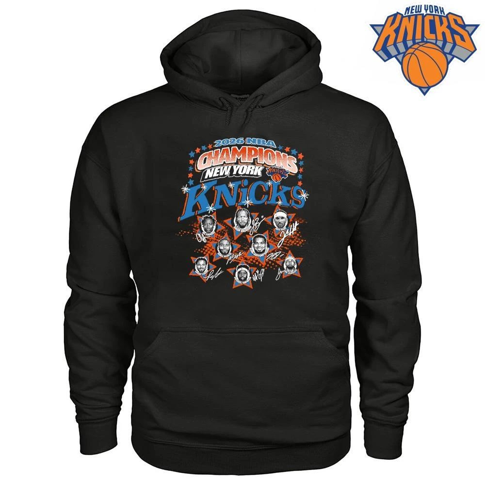 New York Knicks Champions NBA 2026 Roster Signatures Stars Team Graphics Shirt