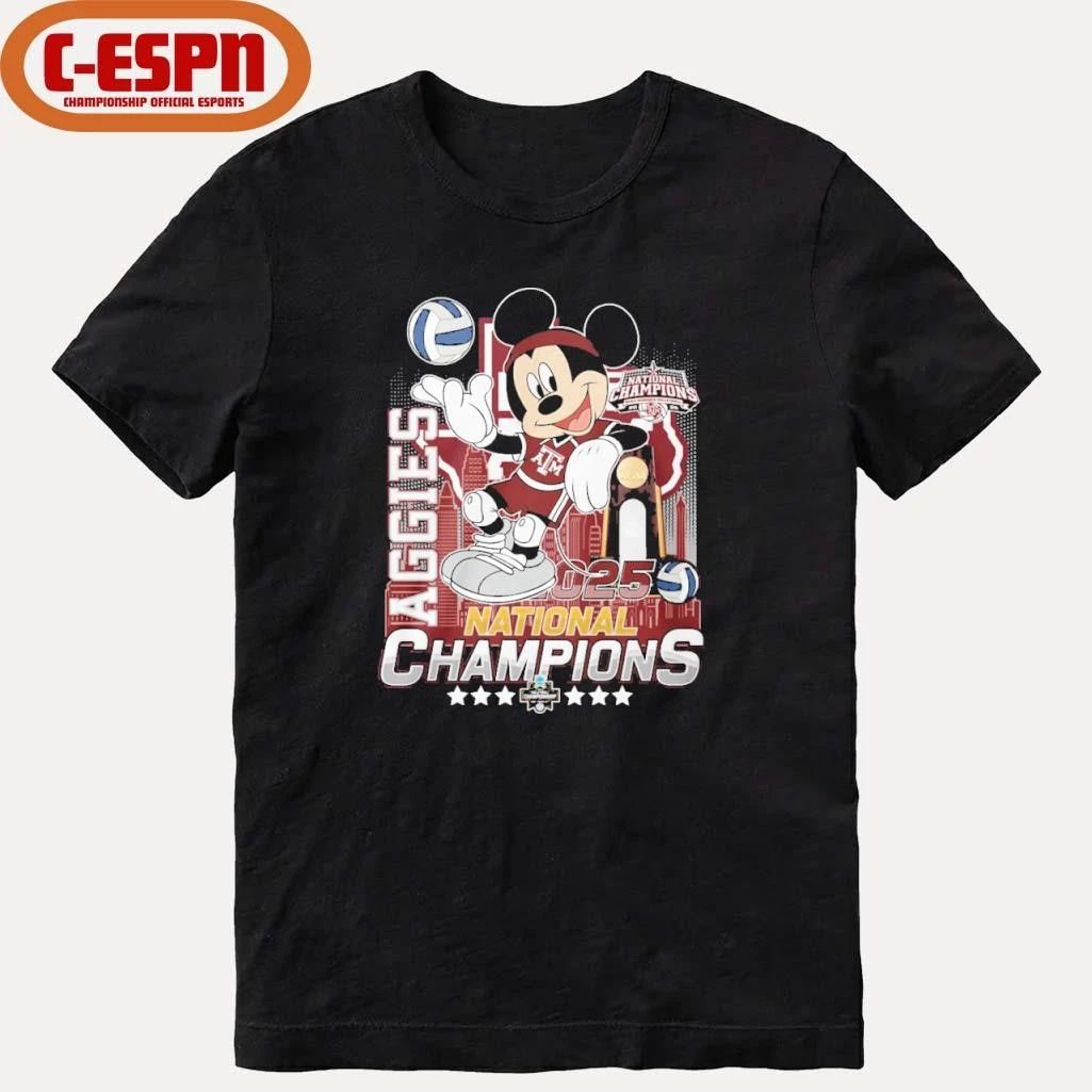 Mickey Mouse X Texas A&m Aggies 2025 NCAA Volleyball National Champions Shirt