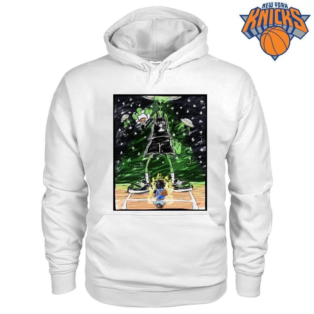 Giant Alien Spurs Versus Anime Glow Jalen Brunson Basketball Art Illustration New York Knicks Champions NBA 2026 shirt