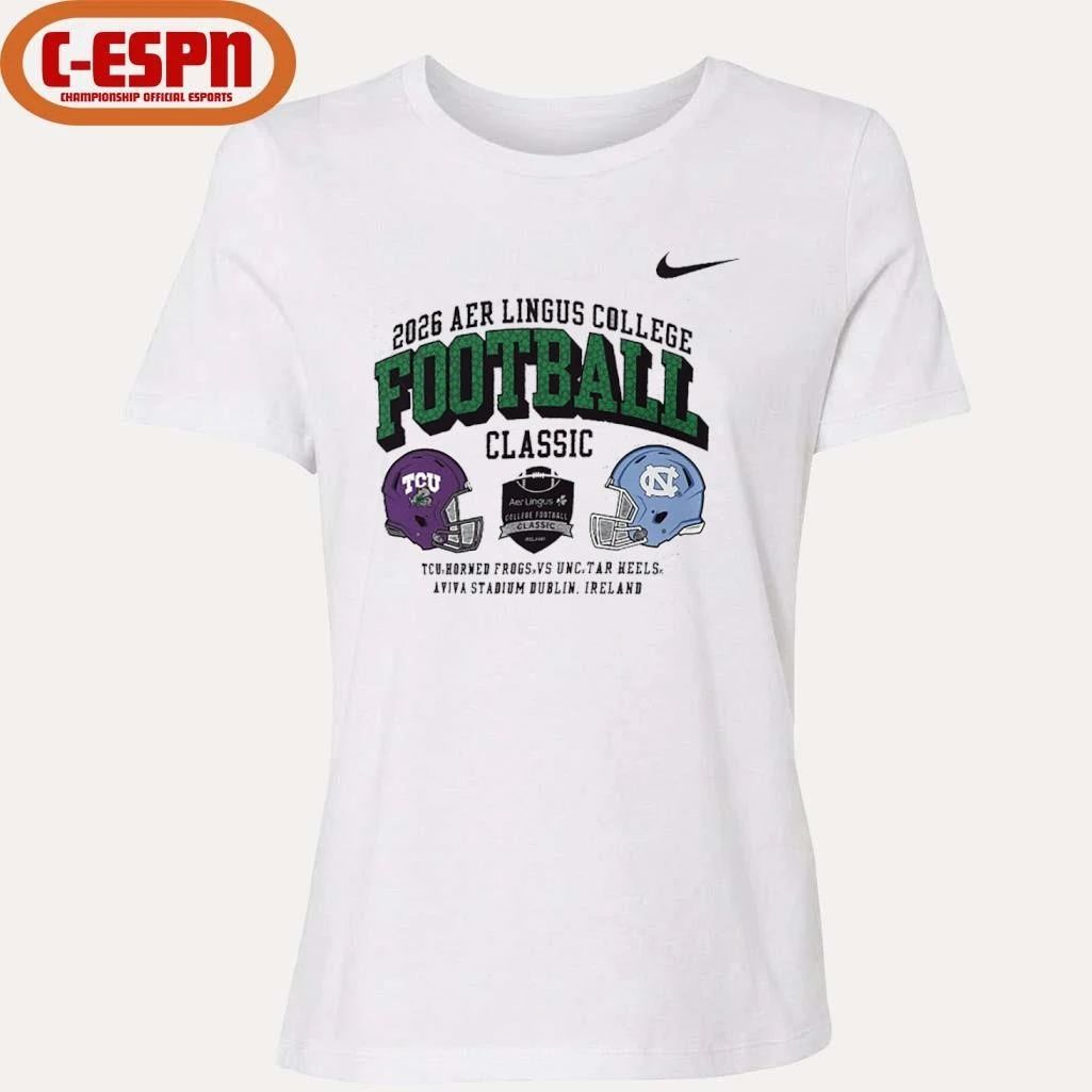 Nike TCU Horned Frogs Vs UNC Tar Heels Aer Lingus College Football Classic Matchup Shirt
