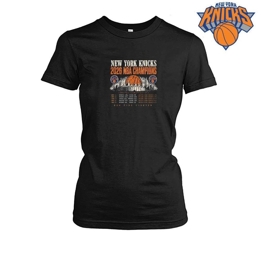 New York Knicks Champions NBA 2026 Game By Game Results Basketball Shirt