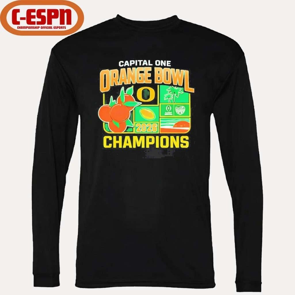 Oregon Ducks 2026 CFP Capital One Orange Bowl Champions T-Shirt
