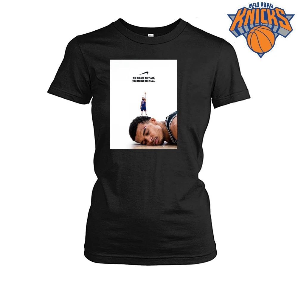 New York Knicks Jalen Brunson Over Victor Wembanyama The Bigger They Are Nike Graphic NBA Finals 2026 Shirt