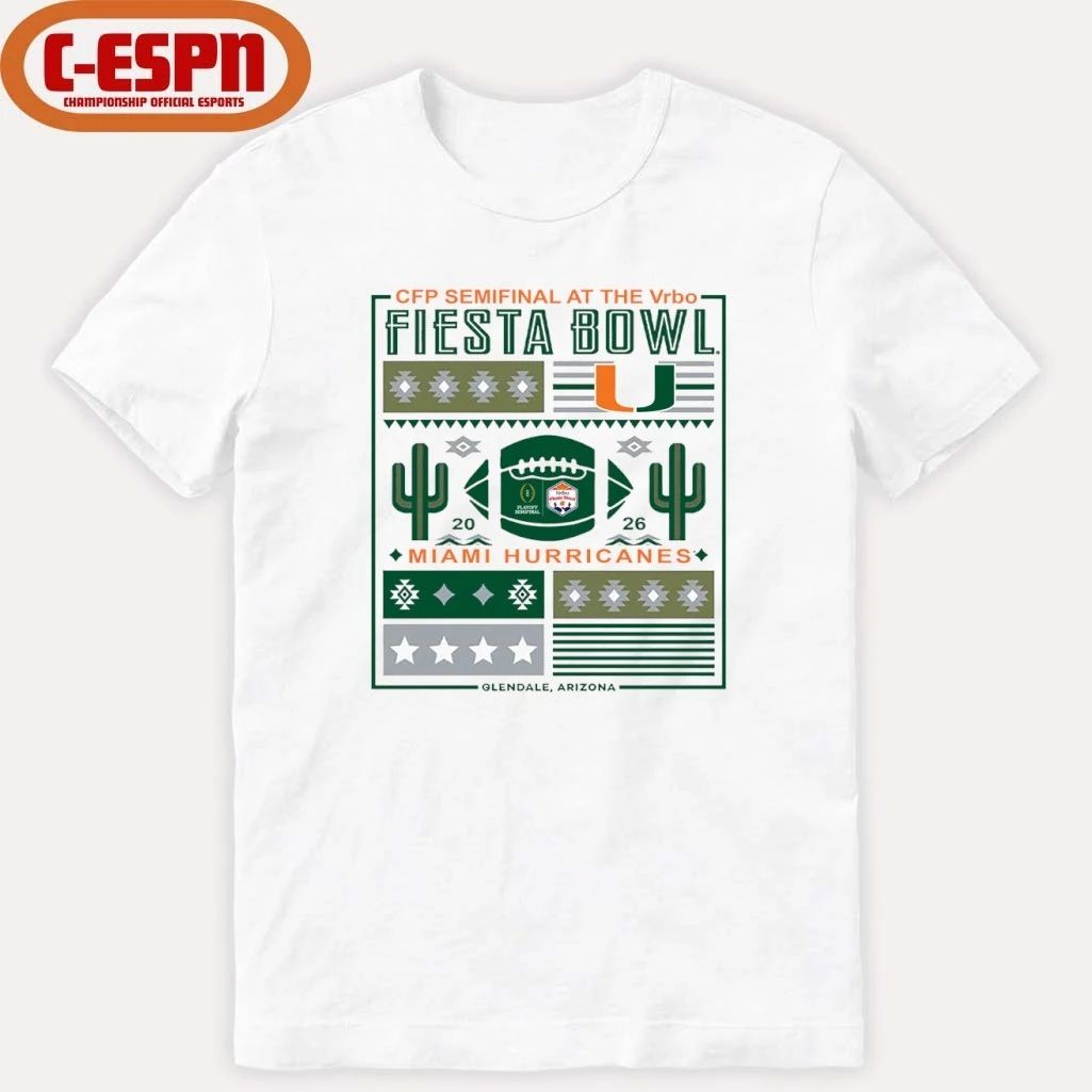 CFP Vrbo Fiesta Bowl 2026 Miami Hurricanes Retro Shirt