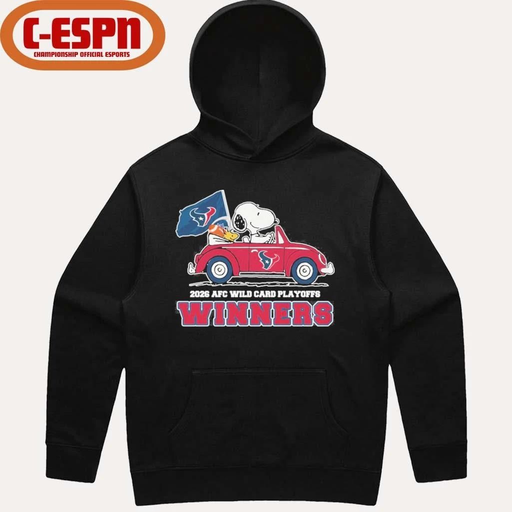 The Peanuts Driving Car X Houston Texans 2026 AFC Wild Card Winners Shirt