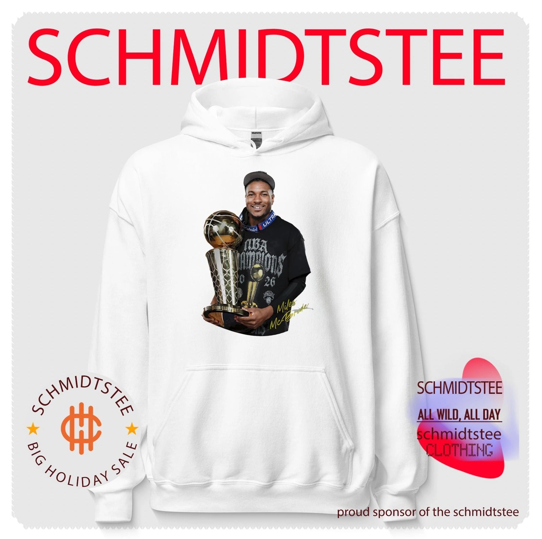 Miles Mcbride New York Knicks 2026 Nba Champions holding trophy shirt