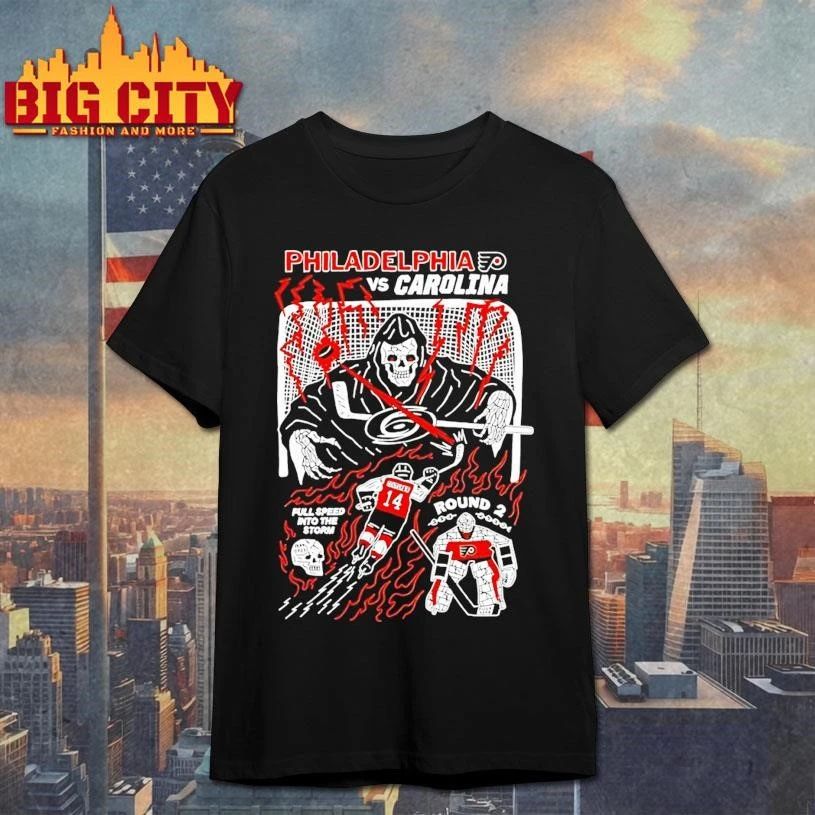 Skeleton Philadelphia Flyers Vs Carolina Hurricanes Hockey Full Speed Into The Storm Shirt