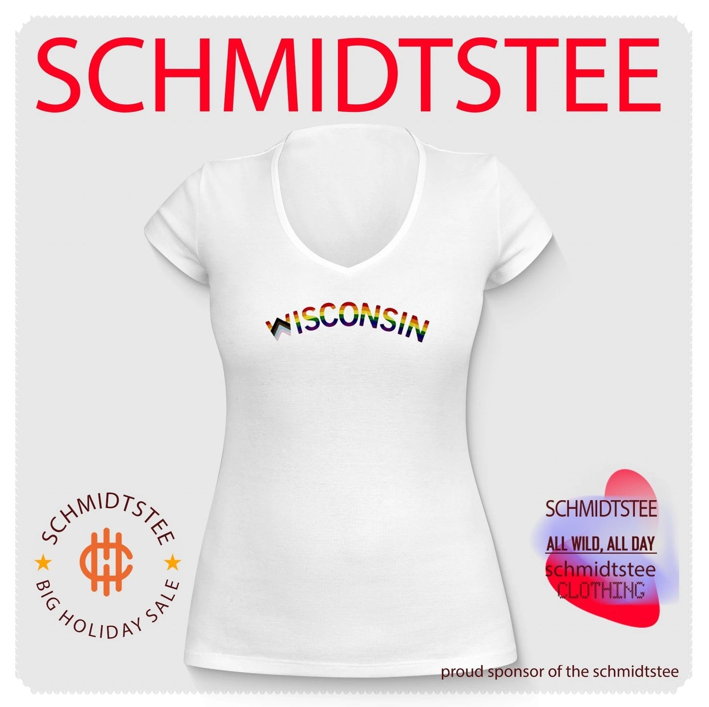 Wisconsin text progress pride flag shirt