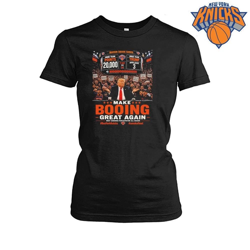 Donald Trump Make Booing Great Again Madison Square Garden New York Knicks Parody Graphic NBA Finals 2026 Shirt
