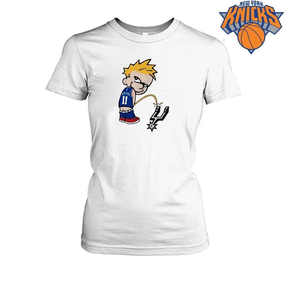 New York Knicks Champions NBA 2026 Calvin Peeing On San Antonio Spurs Logo Basketball Shirt