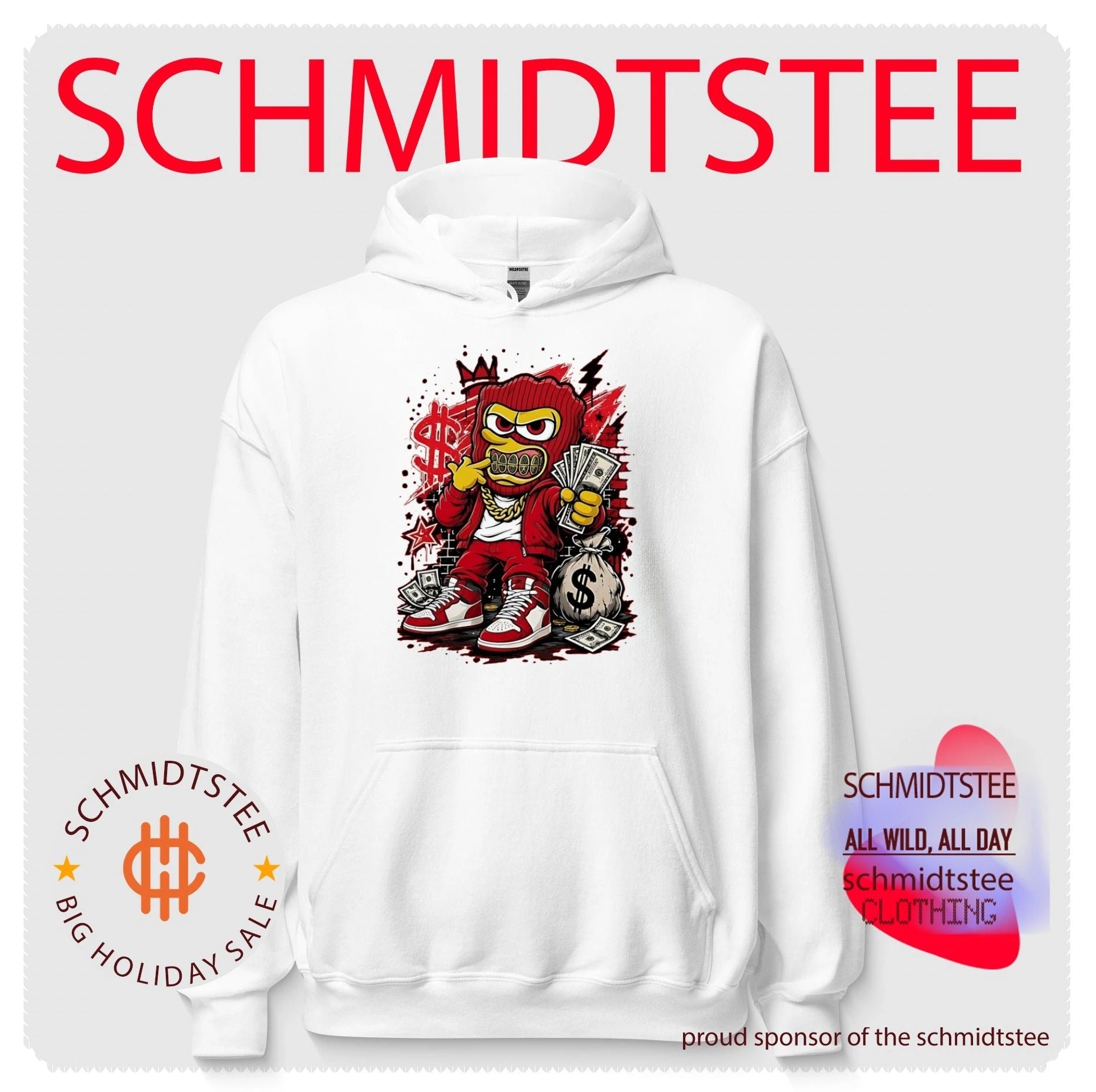 The Simpsons Bart Gangster Money Red Graphic shirt