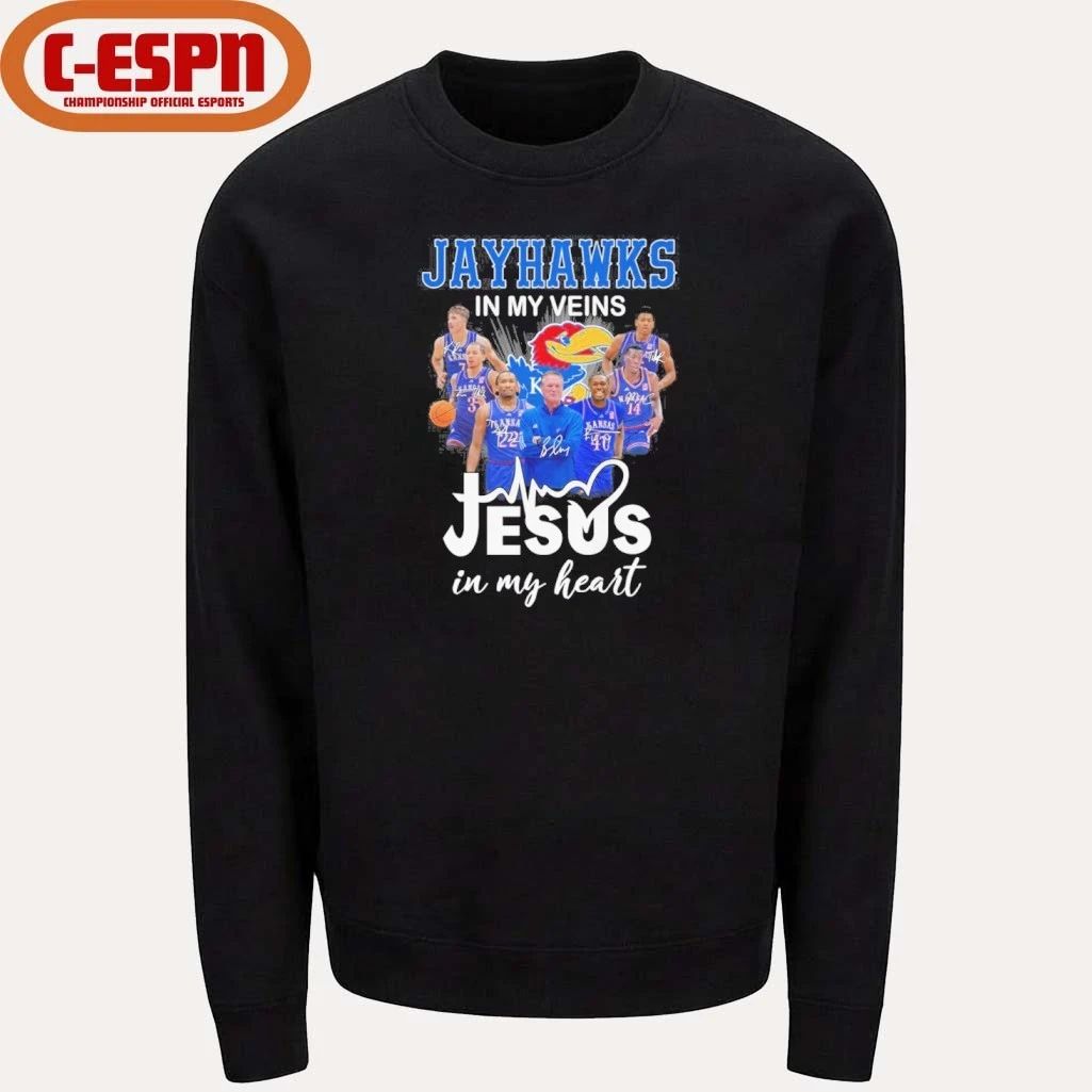 Kansas Jayhawks Basketball In My Veins Jesus In My Heart Shirt