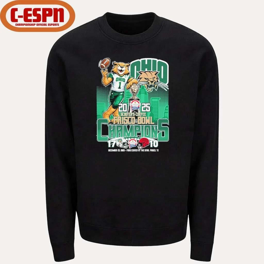 Ohio Bobcats Mascot 2025 Frisco Bowl Champions Score Shirt