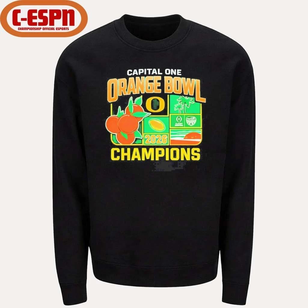 Oregon Ducks 2026 CFP Capital One Orange Bowl Champions T-Shirt