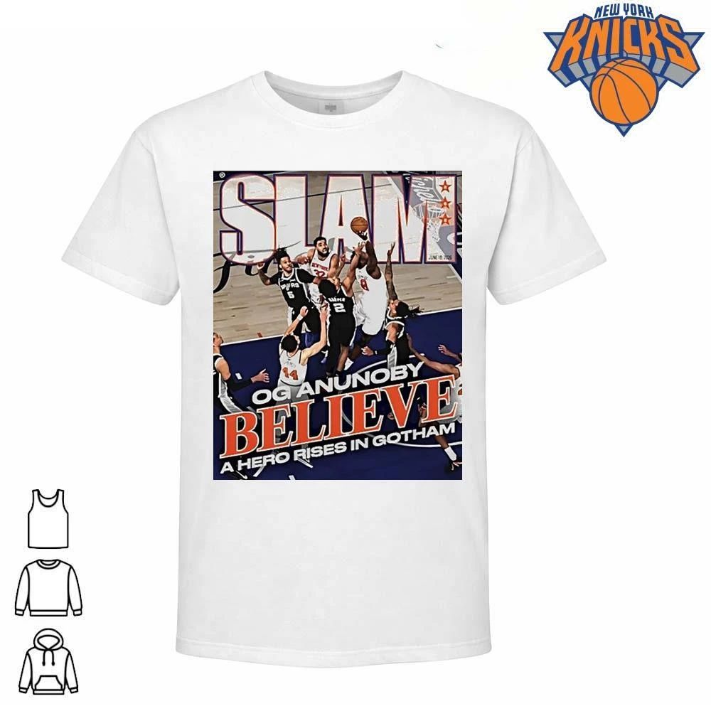 Og Anunoby Believe A Hero Rises In Gotham New York Knicks Basketball Nba 2026 Shirt