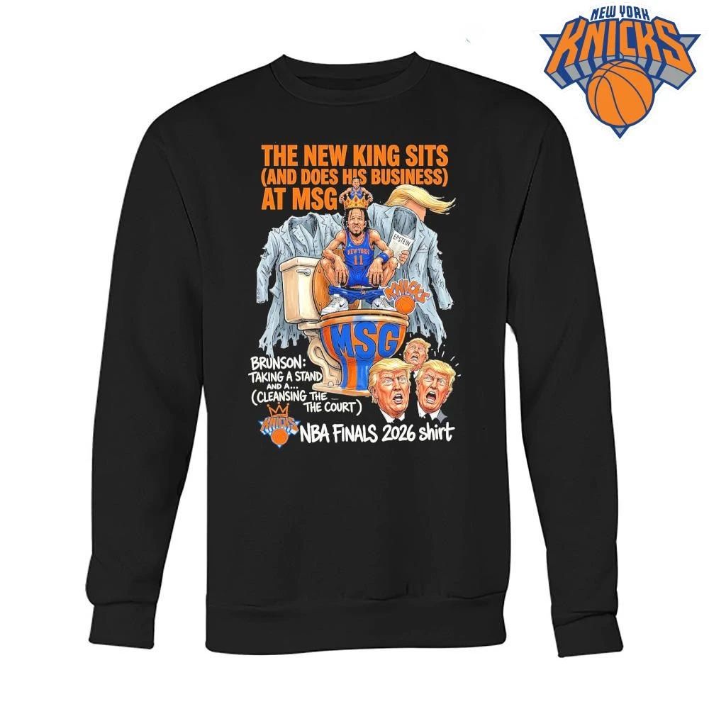 Jalen Brunson New York Knicks Donald Trump Toilet MSG The New King Sits Basketball Bootleg NBA Finals 2026 Shirt