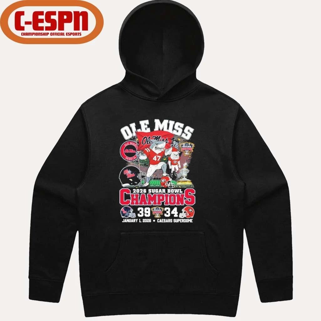 Ole Miss Rebels Mascot Allstate Sugar Bowl Champions Score Shirt