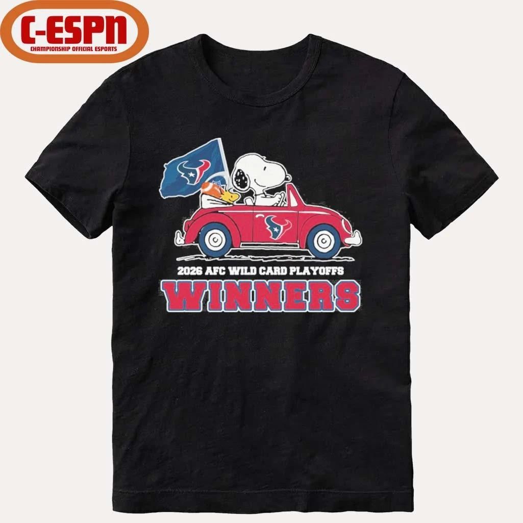 The Peanuts Driving Car X Houston Texans 2026 AFC Wild Card Winners Shirt