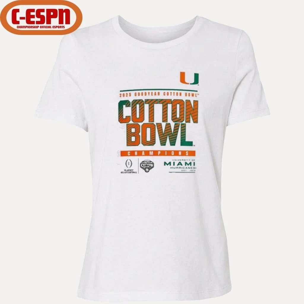 University Of Miami Hurricanes 2025 Goodyear Cotton Bowl Champions T-Shirt
