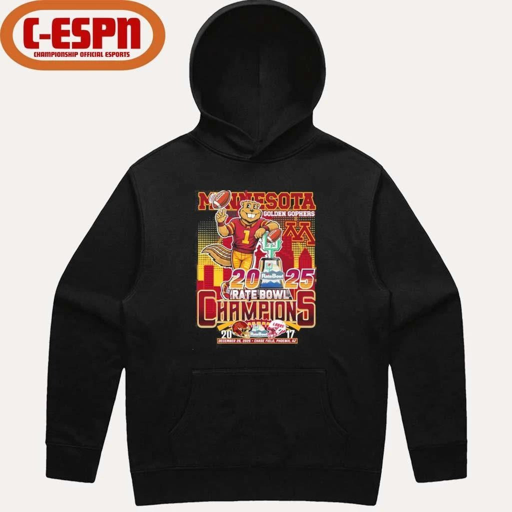 Minnesota Golden Gophers Mascot 2025 Rate Bowl Champions Shirt