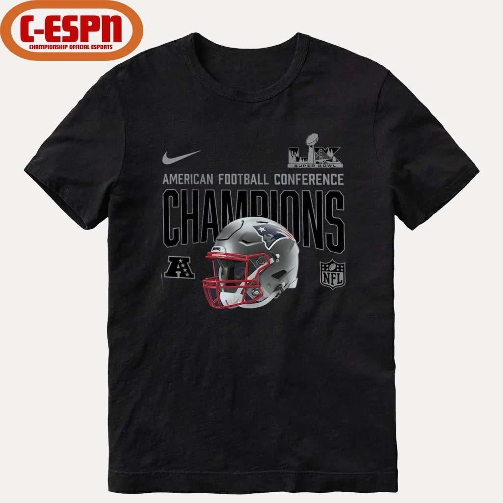 New England Patriots Nike 2025 AFC Champions Glory Shield Helmet T-Shirt