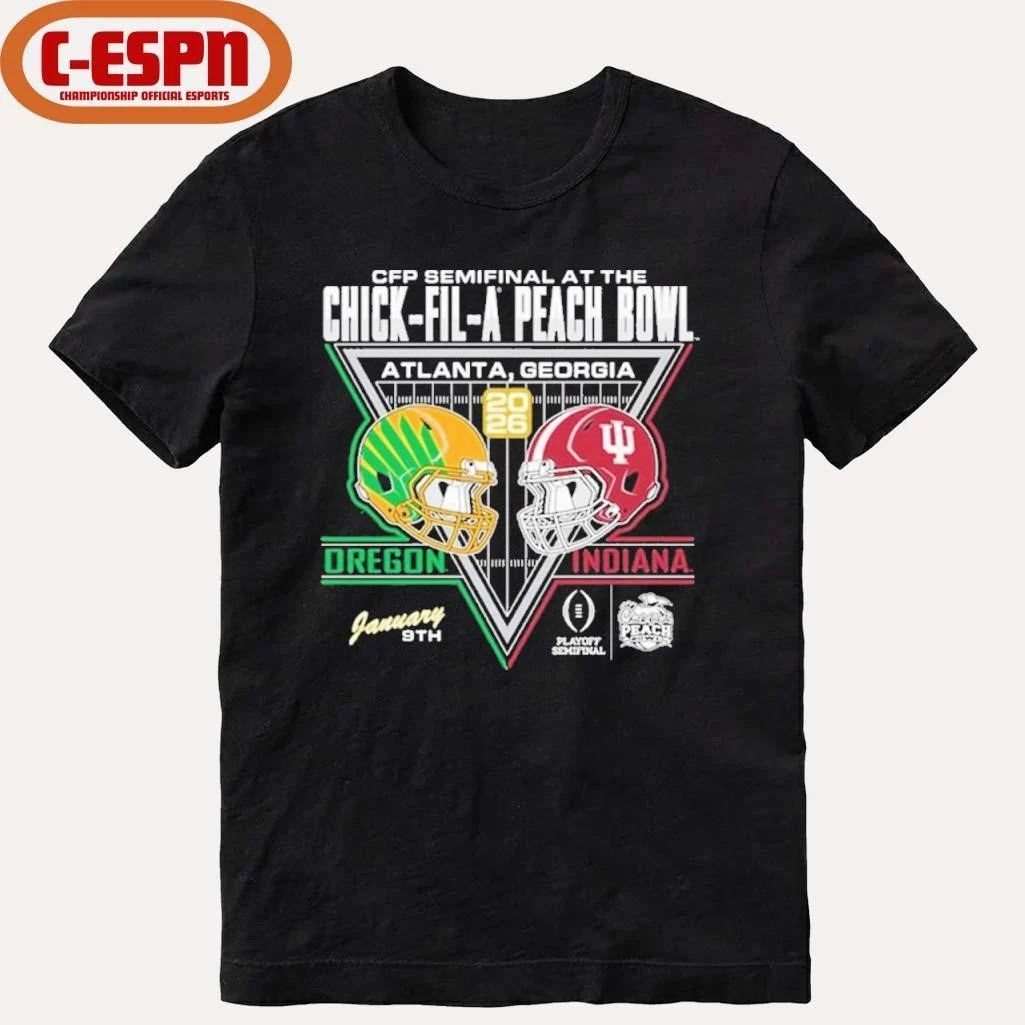 Indiana Hoosiers 2026 Peach Bowl vs. Oregon Ducks Duel Helmet shirt
