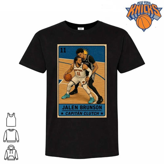 Jalen Brunson Capitán Clutch New York Knicks Basketball Graphic Shirt