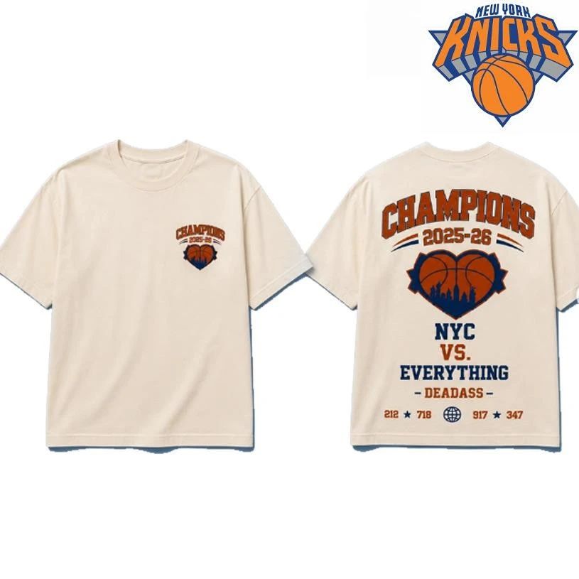 NYC Vs Everything Deadass Area Codes Heart Skyline New York Knicks Champions NBA 2026 Two Sided Shirt